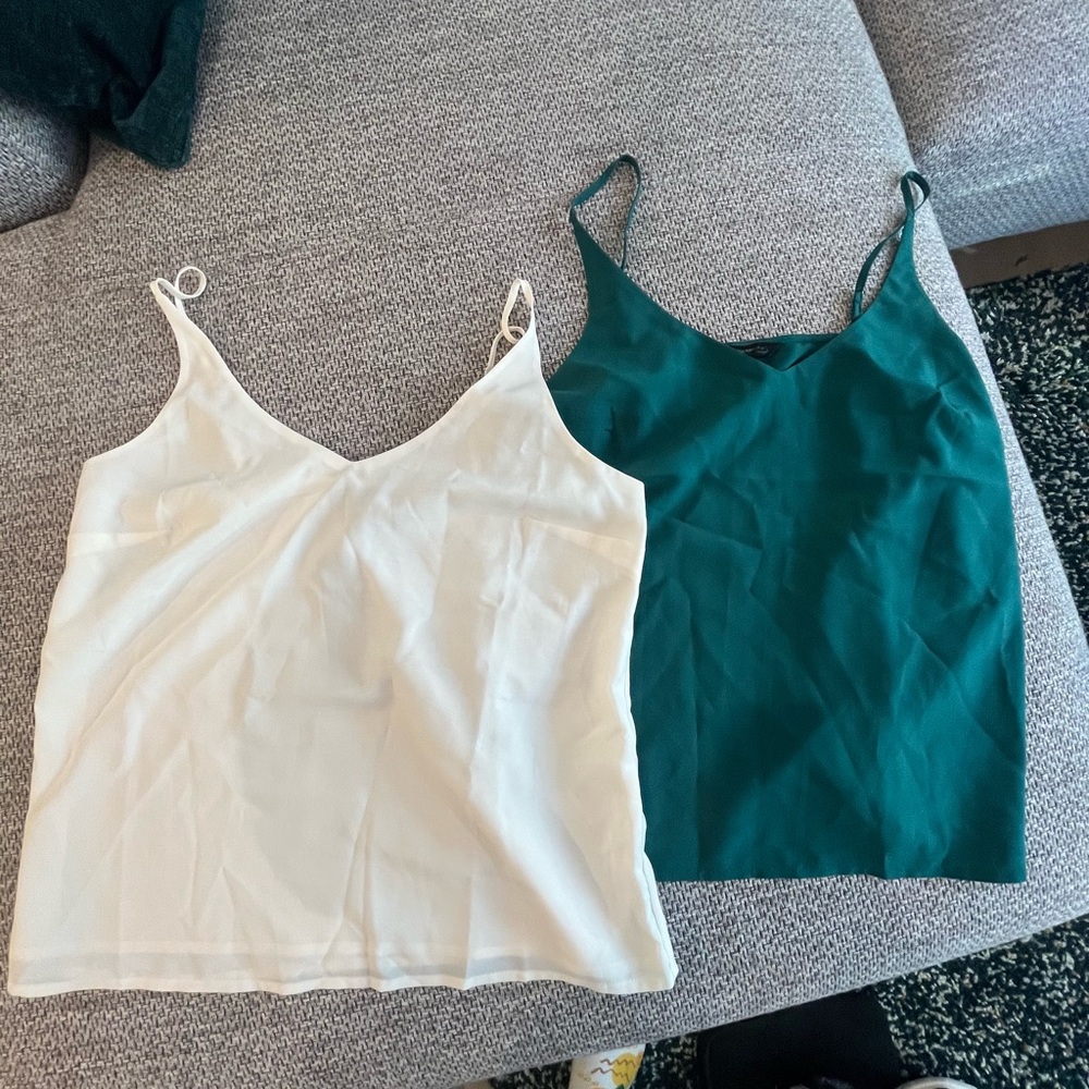 Banana Republic Cream and Teal Camisoles